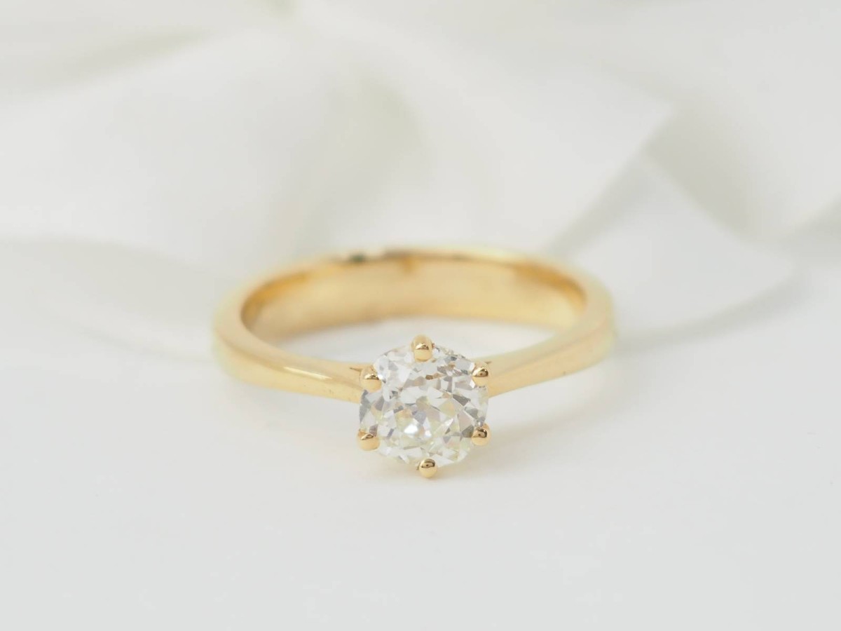 Bague Solitaire En Or Jaune Et Diamant 0.96ct