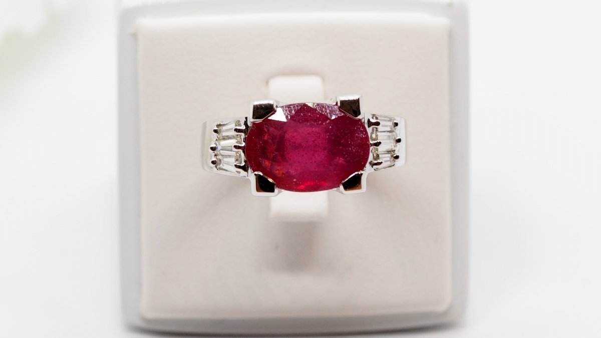 Bague En Or Blanc Rubis Et Diamants -photo-1