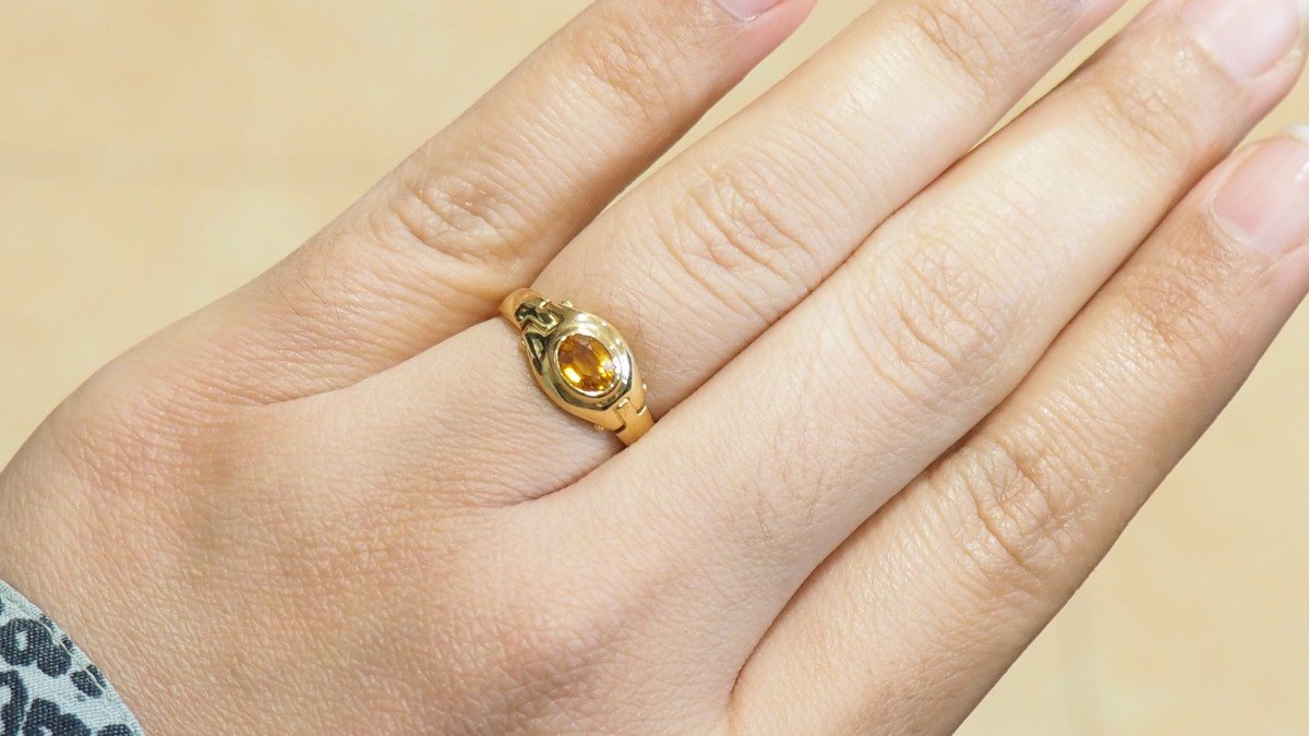 Yellow Gold And Oval Citrine Ring-photo-1