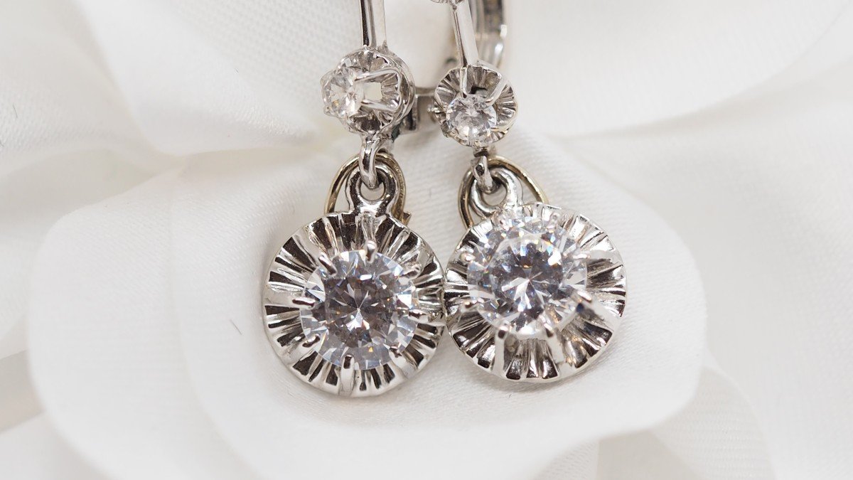 Dormeuses Earrings In White Gold And Zirconias-photo-4
