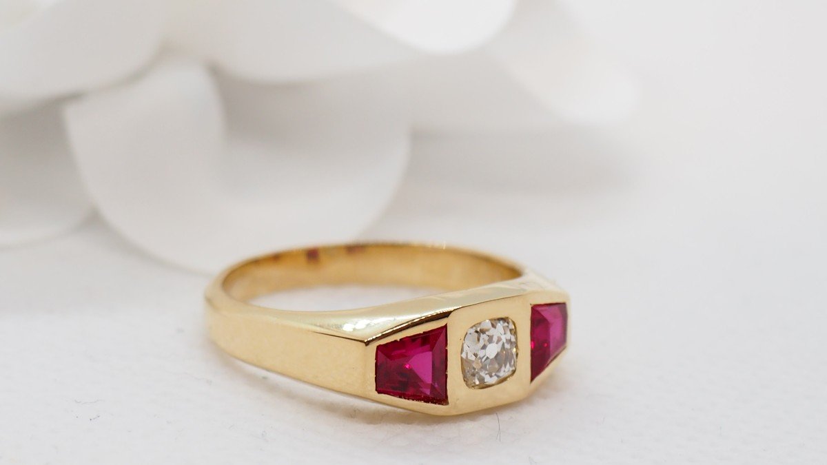 Yellow Gold, Diamond And Ruby Ring-photo-2