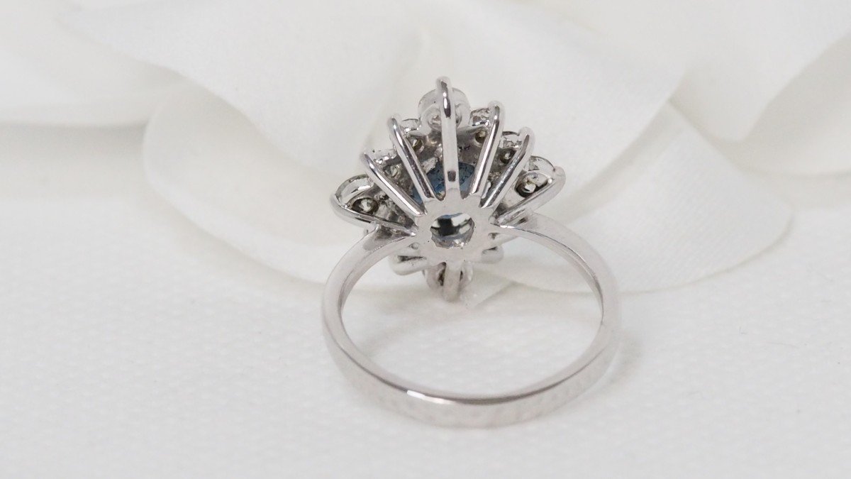 White Gold Ring Set With An Oval Sapphire And Diamonds-photo-1