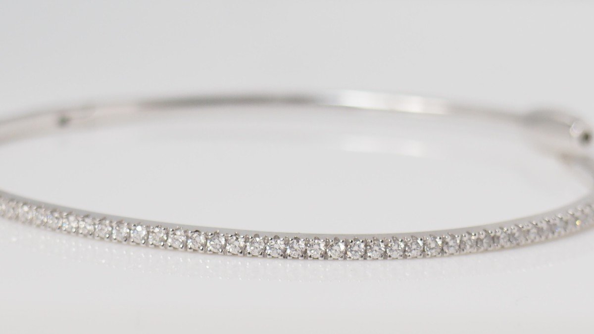 White Gold And Diamonds Bangle Bracelet-photo-4