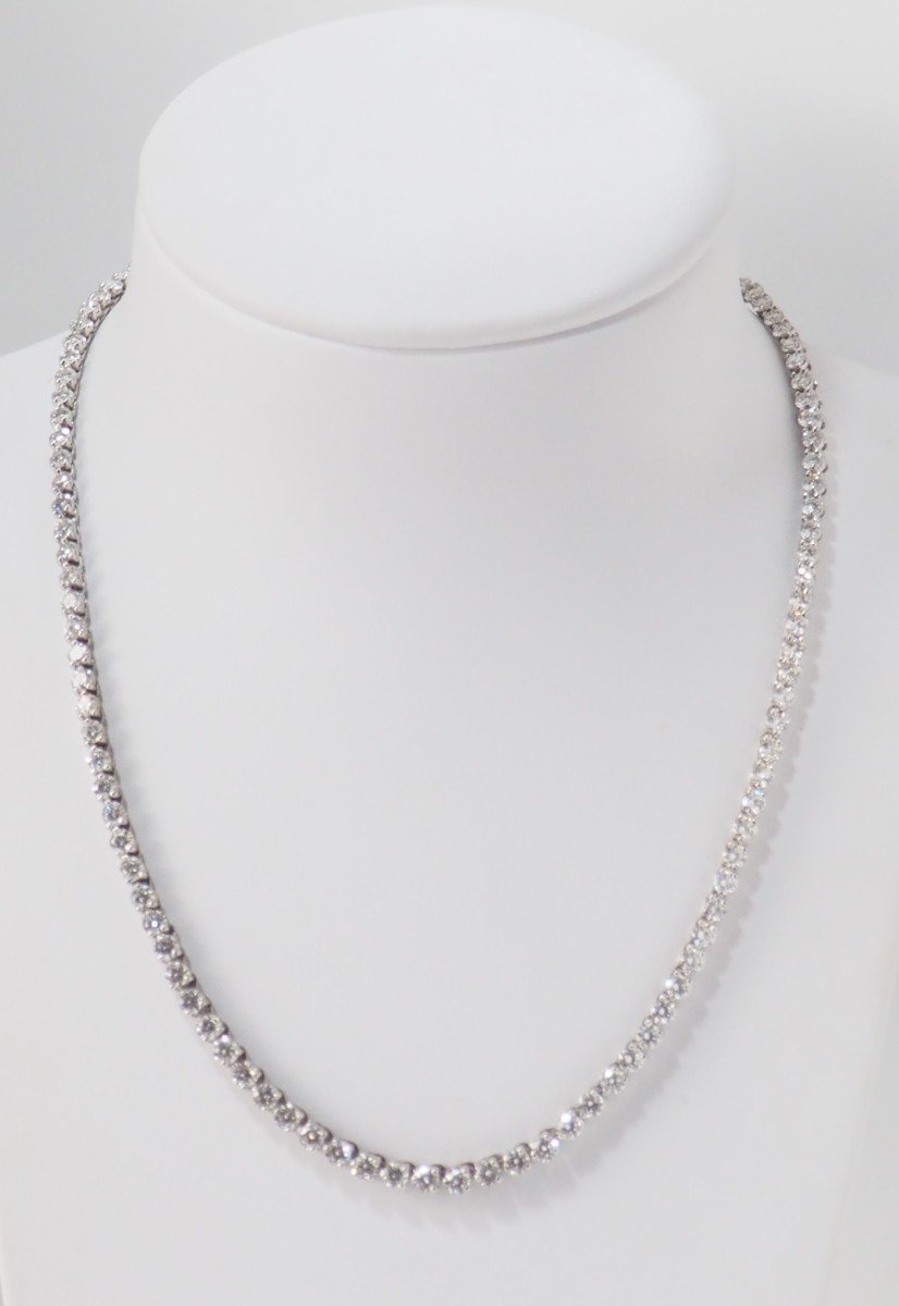 Collier Rivière En Or Blanc Et Diamants 11cts