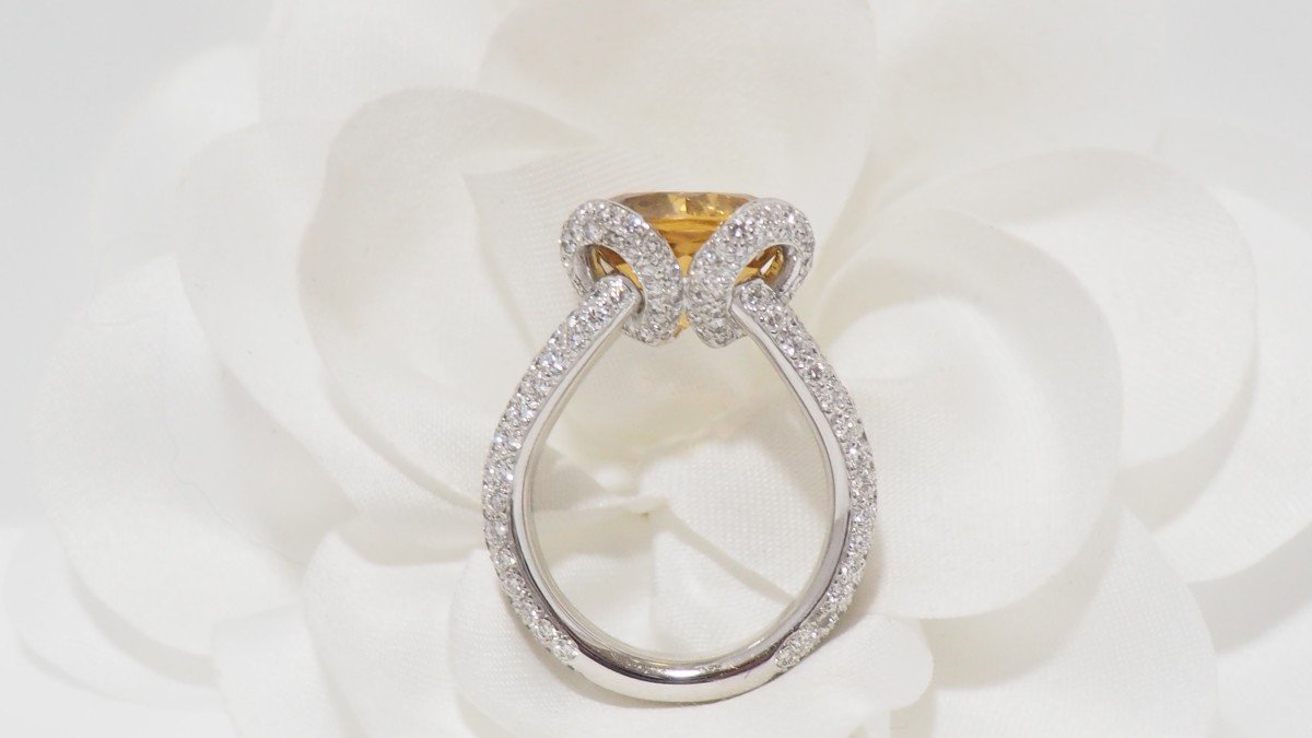 Ring In White Gold, Citrine And Diamonds-photo-1