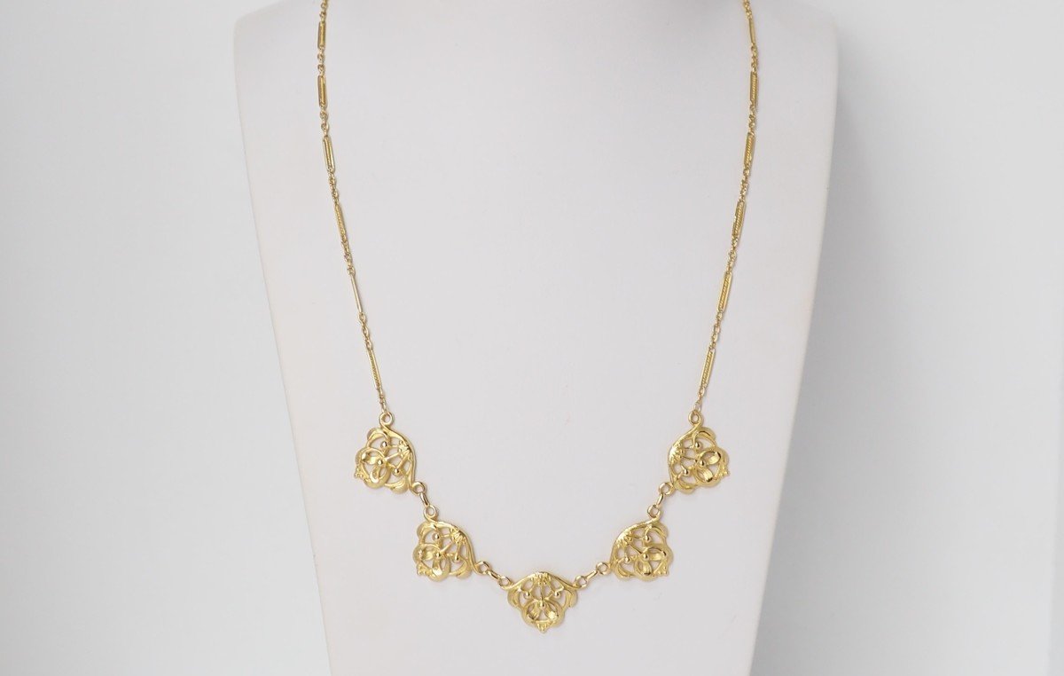 Drapery Necklace In Openwork Yellow Gold