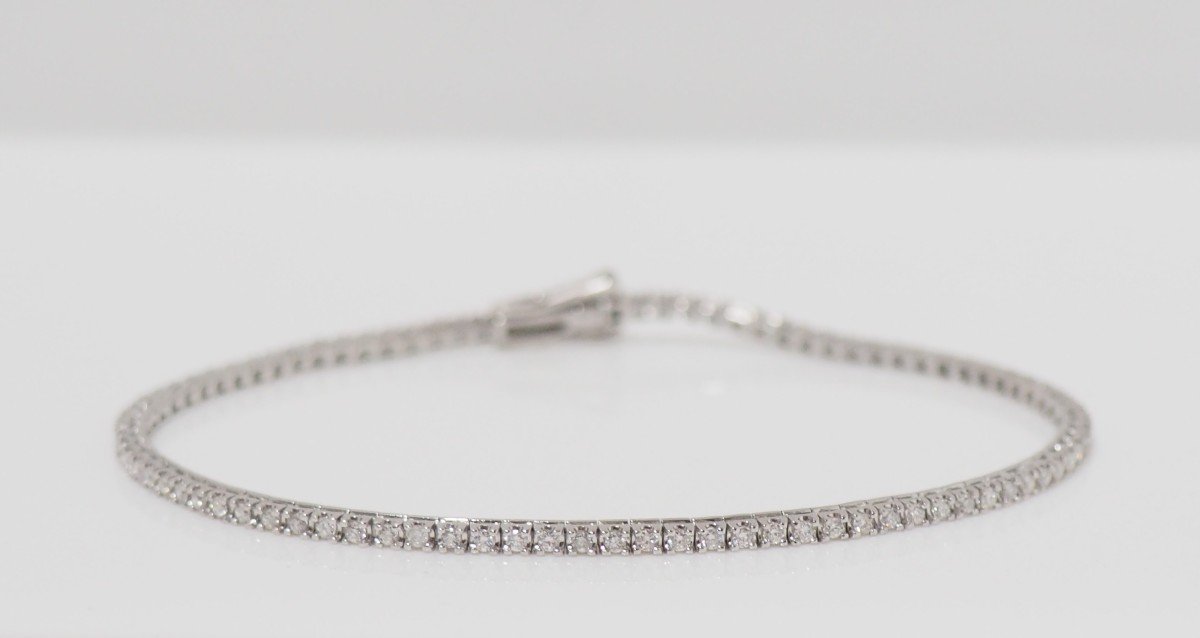 Bracelet Rivière En Or Blanc Et Diamants 1cts-photo-4