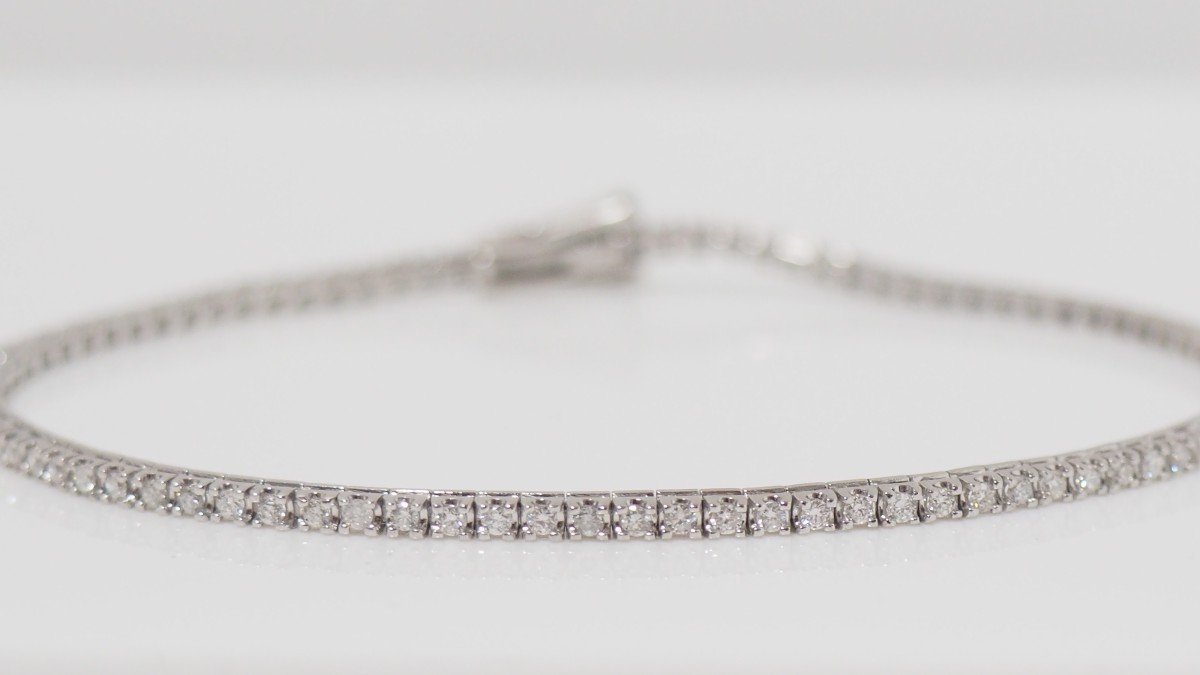 Bracelet Rivière En Or Blanc Et Diamants 1cts-photo-2