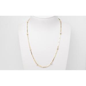 Necklace In Yellow Gold And Cultured Pearls