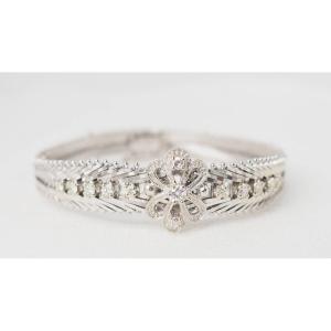 Bracelet Ancien En Or Blanc Et Diamants 