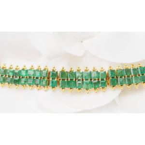 Old Soft Bracelet In Yellow Gold And Emeralds 