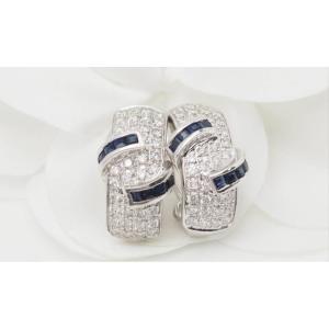 Earrings In White Gold, Sapphires And Diamonds 