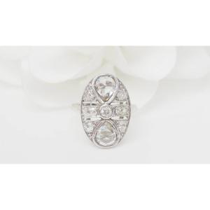 Art Deco Ring In White Gold And Diamonds 