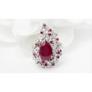 White Gold, Ruby And Diamond Cocktail Ring