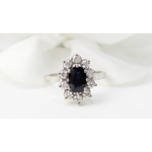 White Gold, Sapphire And Diamond Entourage Ring