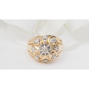 Tank Ring In Yellow Gold And Diamonds 