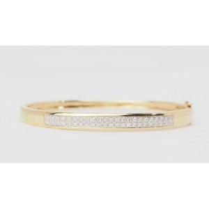 Yellow Gold And Diamond Opening Bangle Bracelet 