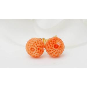 Carved Coral Earrings