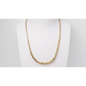 Yellow Gold Palmier Mesh Necklace 