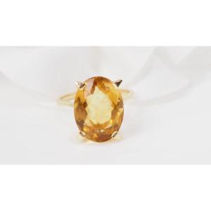 Bague Vintage En Or Jaune Et Citrine