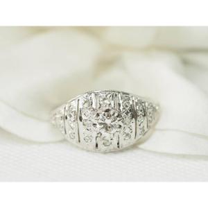 1930s Dome Ring In White Gold And Diamonds