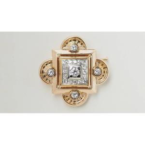 Broche Pendentif Ancienne En Or Jaune Et Diamants