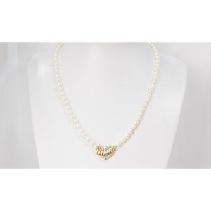 Yellow Gold And Cultured Pearl Necklace