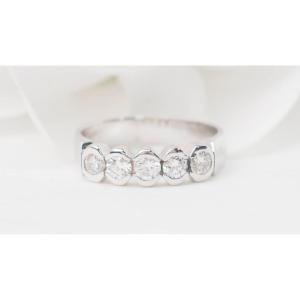 Demi Alliance En Or Blanc Et Diamants 0.60ct