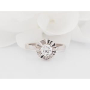 Bague Solitaire En Or Blanc Et Diamant 