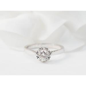 Solitaire En Or Blanc Et Diamant 0,23ct