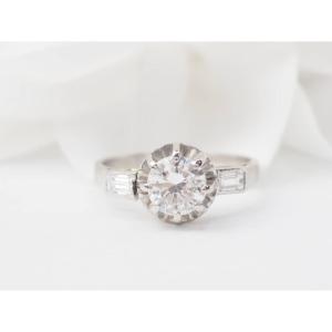 Bague Solitaire En Or Blanc Et Diamant