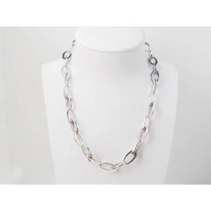 Collier Maille Ovale En Or Blanc 