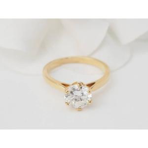 Bague Solitaire En Or Jaune Et Diamant 1.59ct