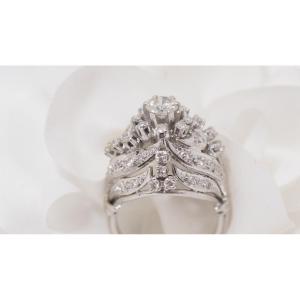 Dome Ring In White Gold And Diamonds