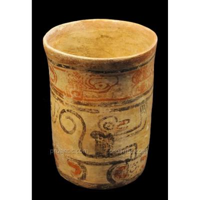 Codex Vase With Monkey Decoration Maya Guatemala Archeology