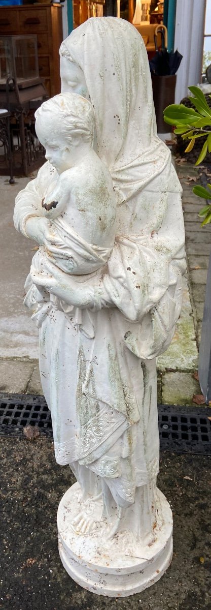 Vierge à L’enfant En Fonte XXeme-photo-3