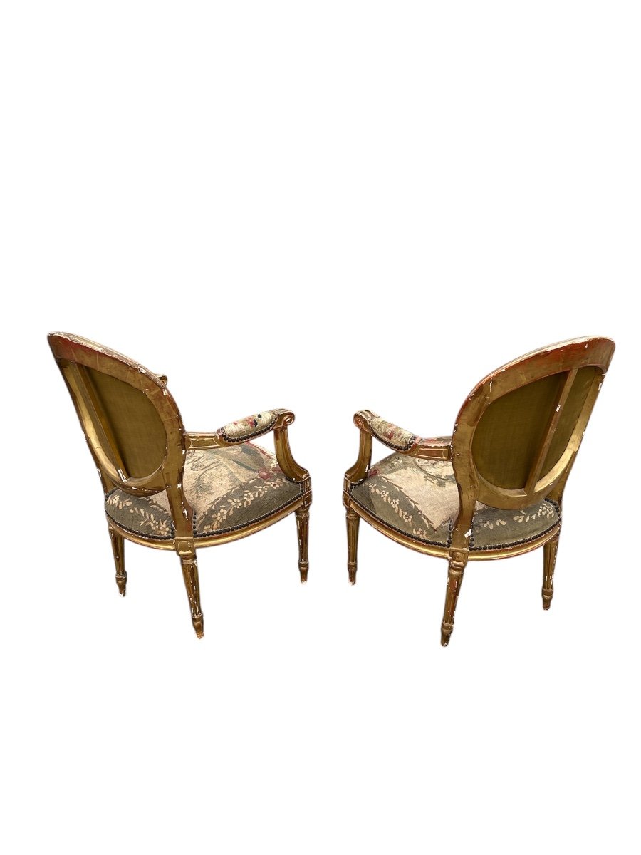 Ensemble 6 Fauteuils d'époque Louis XVI Du 18ème Siècle-photo-4