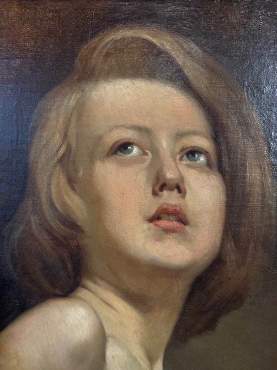 Oil On Canvas Portrait Of Boy -photo-3