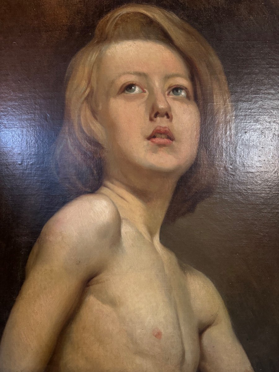 Oil On Canvas Portrait Of Boy -photo-4