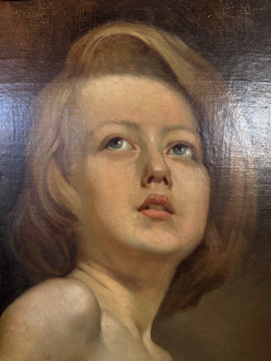 Oil On Canvas Portrait Of Boy -photo-2