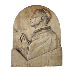 Sculpture Bas Relief Pape Pie XII