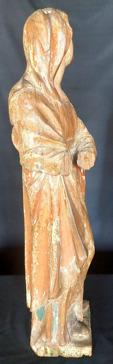 Vierge De Calvaire En Bois Polychrome. Fin Du XVIe Siècle-photo-2