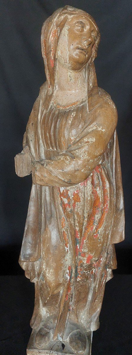 Vierge De Calvaire En Bois Polychrome. Fin Du XVIe Siècle-photo-1