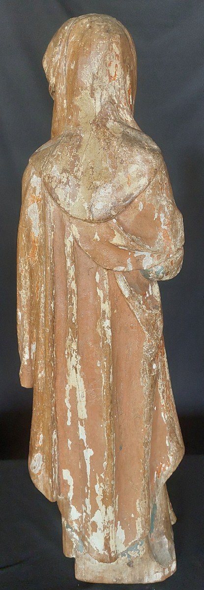 Vierge De Calvaire En Bois Polychrome. Fin Du XVIe Siècle-photo-3