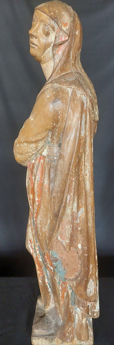 Vierge De Calvaire En Bois Polychrome. Fin Du XVIe Siècle-photo-4