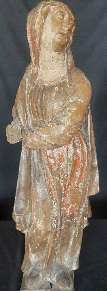 Vierge De Calvaire En Bois Polychrome. Fin Du XVIe Siècle-photo-6