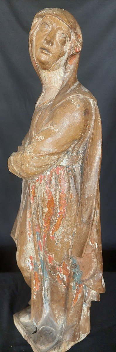 Vierge De Calvaire En Bois Polychrome. Fin Du XVIe Siècle-photo-7