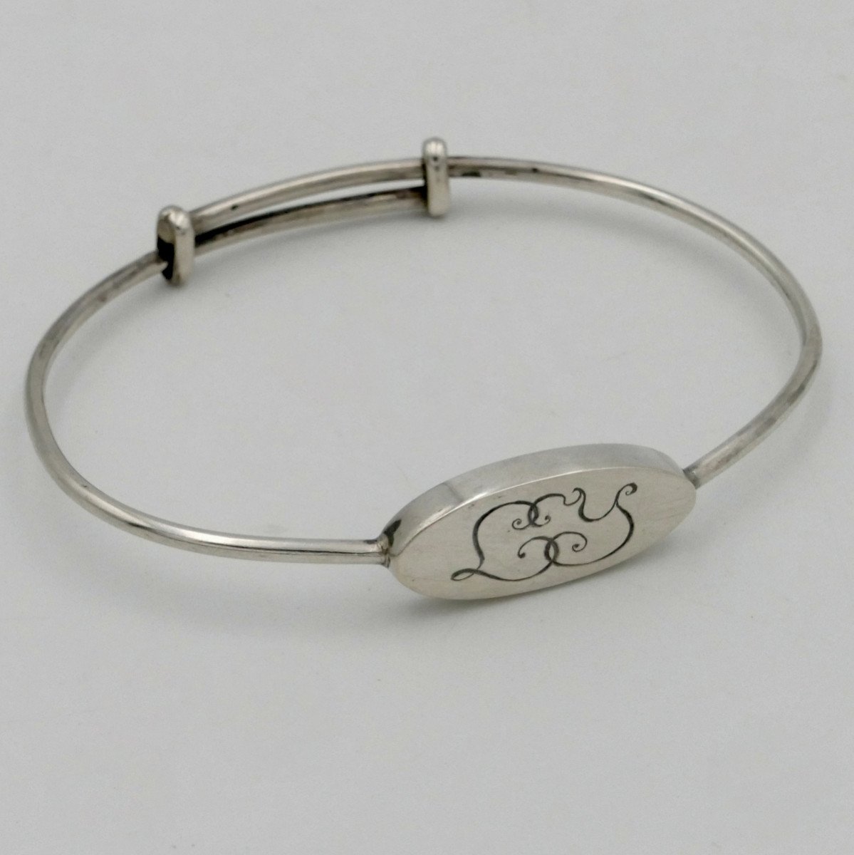 Silver Bracelet Monogrammed “l Y” Early 20th Century.-photo-3