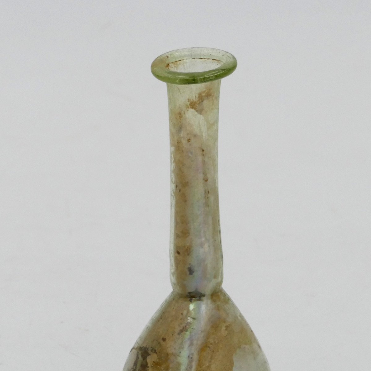 Balsamaire En Verre Irisé, époque Romaine, II-IIIe Siècle, Teintes Claires.-photo-2