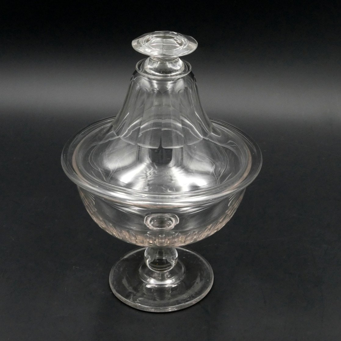 Ribbed Crystal Drageoir Late 19th Century, Baccarat.-photo-3